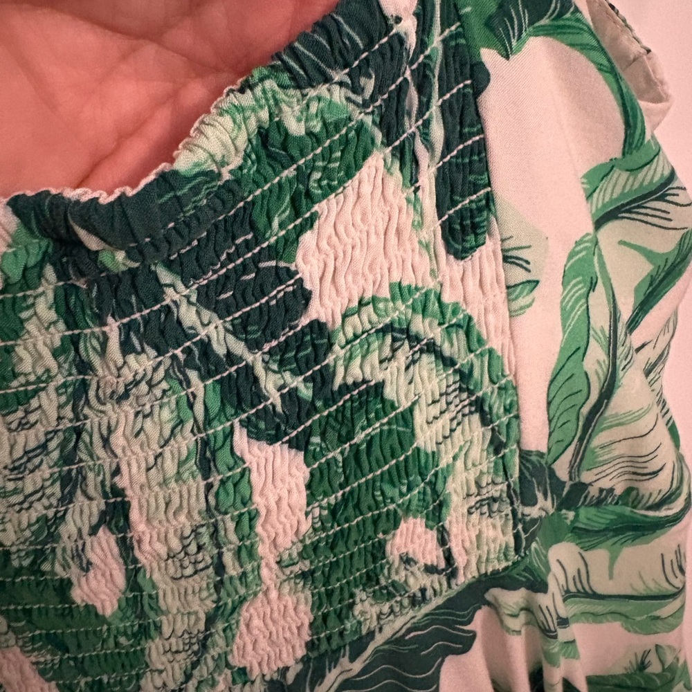 OLD NAVY Vibrant Y2K Tropical Green Coquette Flirty Sexy Retro Midi Dress Size L - Picture 5 of 6